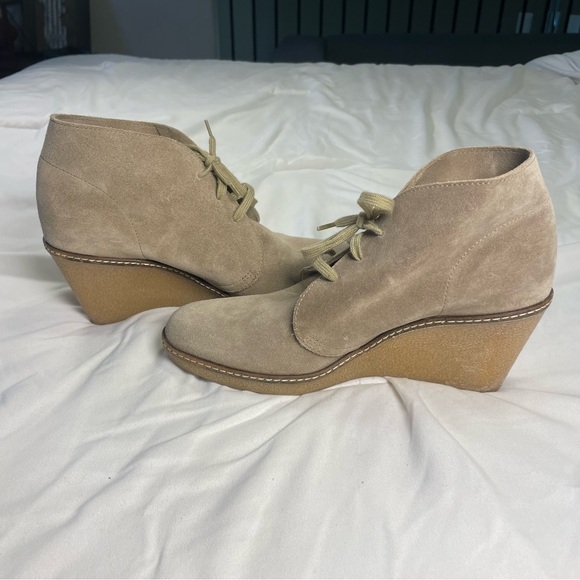 J.Crew Suede Taupe Wedge Booties | Women’s Size 9 | Made in Italy - Picture 5 of 9